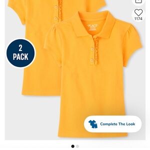 Girls Yellow Uniform Ruffle Soft Stretch Pique Polo 2-Pack - Sz M